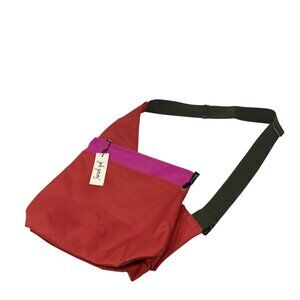 Jack Gomme Paris Red & Pink Nylon Crossbody Bag With Adjustable Strap